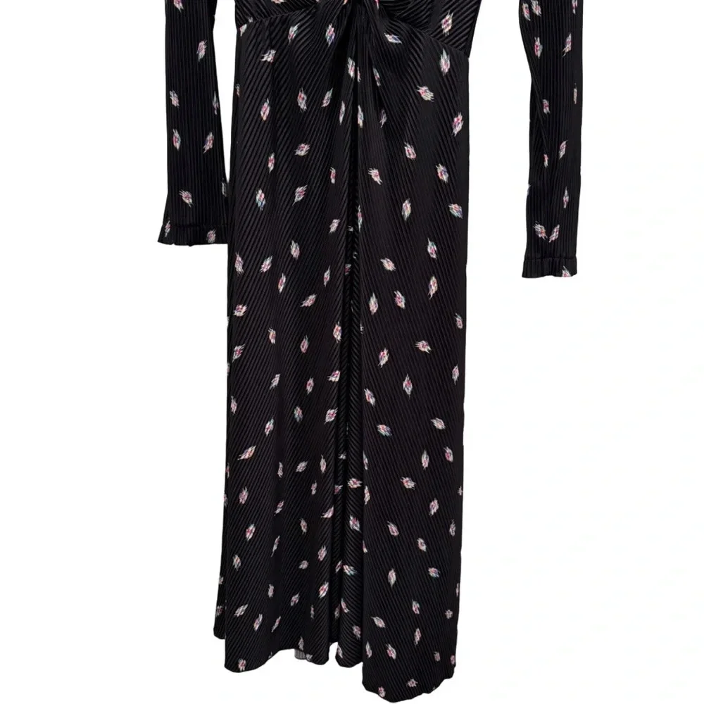 NWT Rotate Birger Christensen Number 7 Pleated Black Midi Dress Planet AOP SizeM - Picture 11 of 16